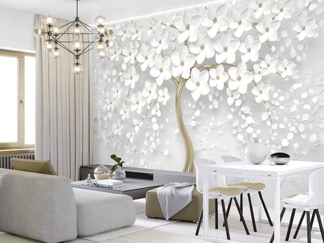 Fototapeta Drzewo z Białymi Kwiatami 3D (kod: 21714) Fototapeta Drzewo z Białymi Kwiatami 3D